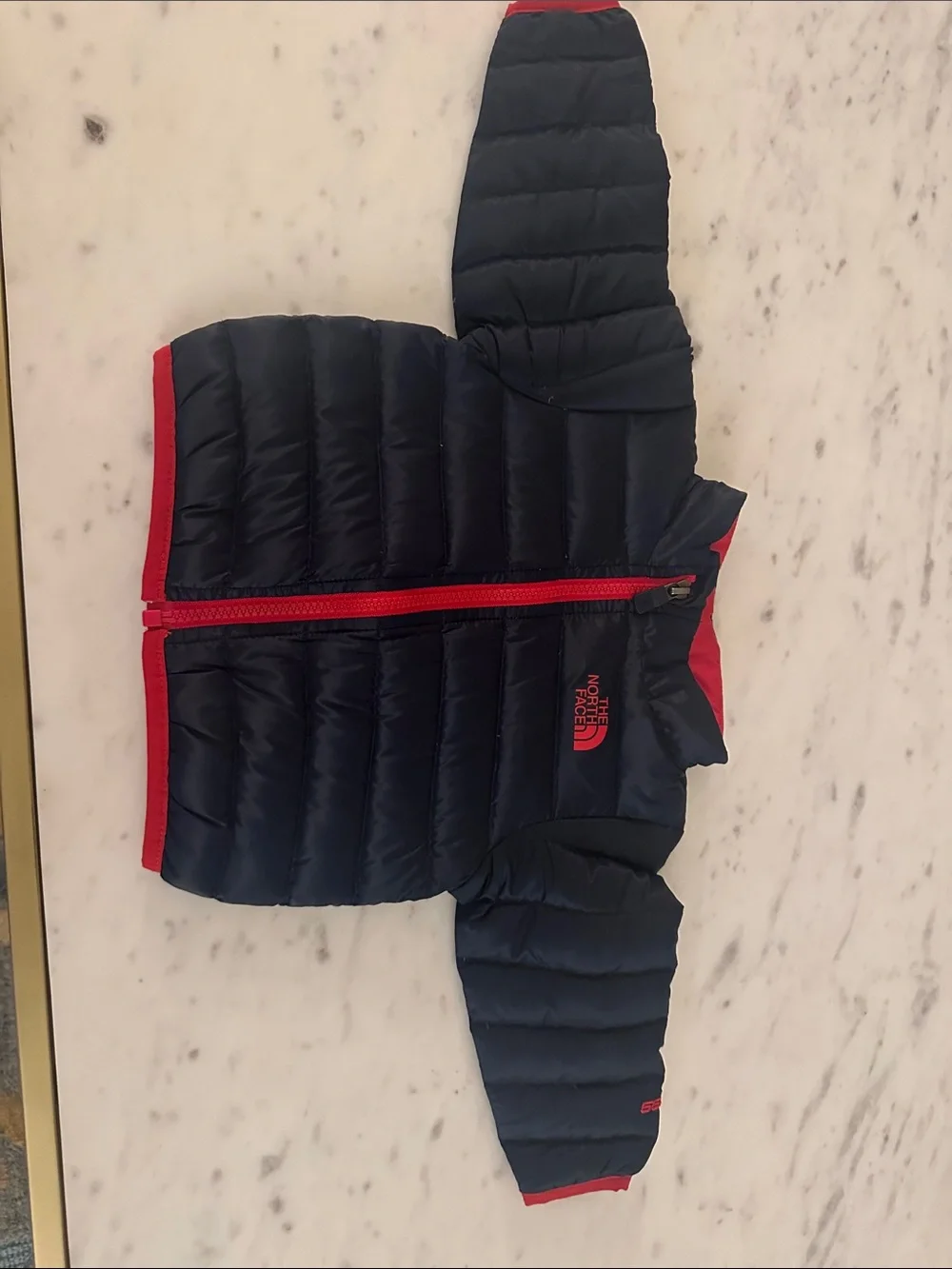 The North Face Navy Puffer Jacket with Red Accents